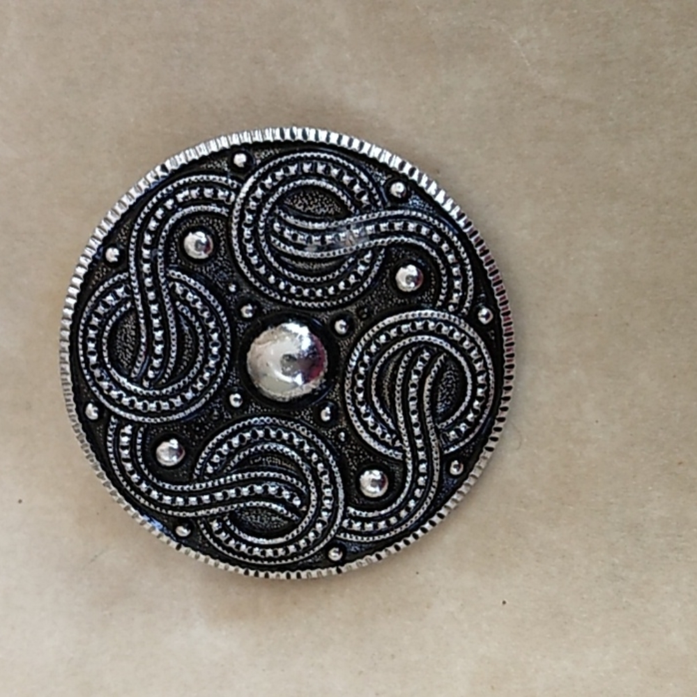 Vintage Celtic Design Silvertone Signed Western Germany Scarf Clip